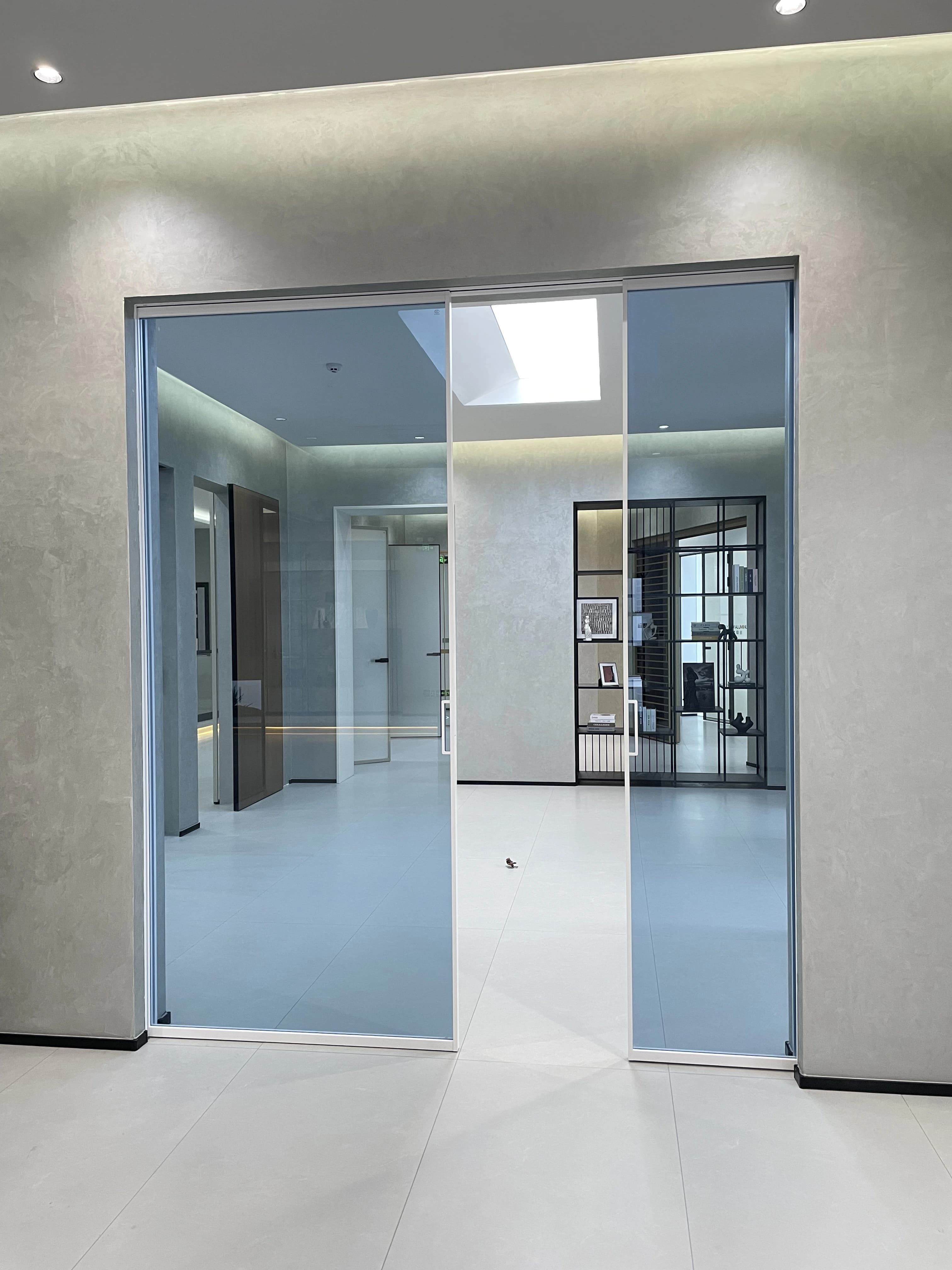 Matte black multi-panel pivot glass revolving door for luxury residential entrance