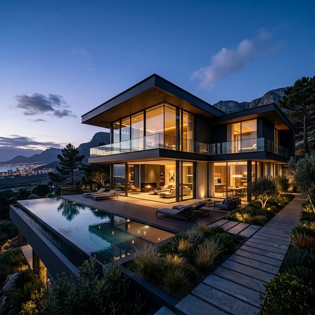 Modern luxury house with aluminium windows